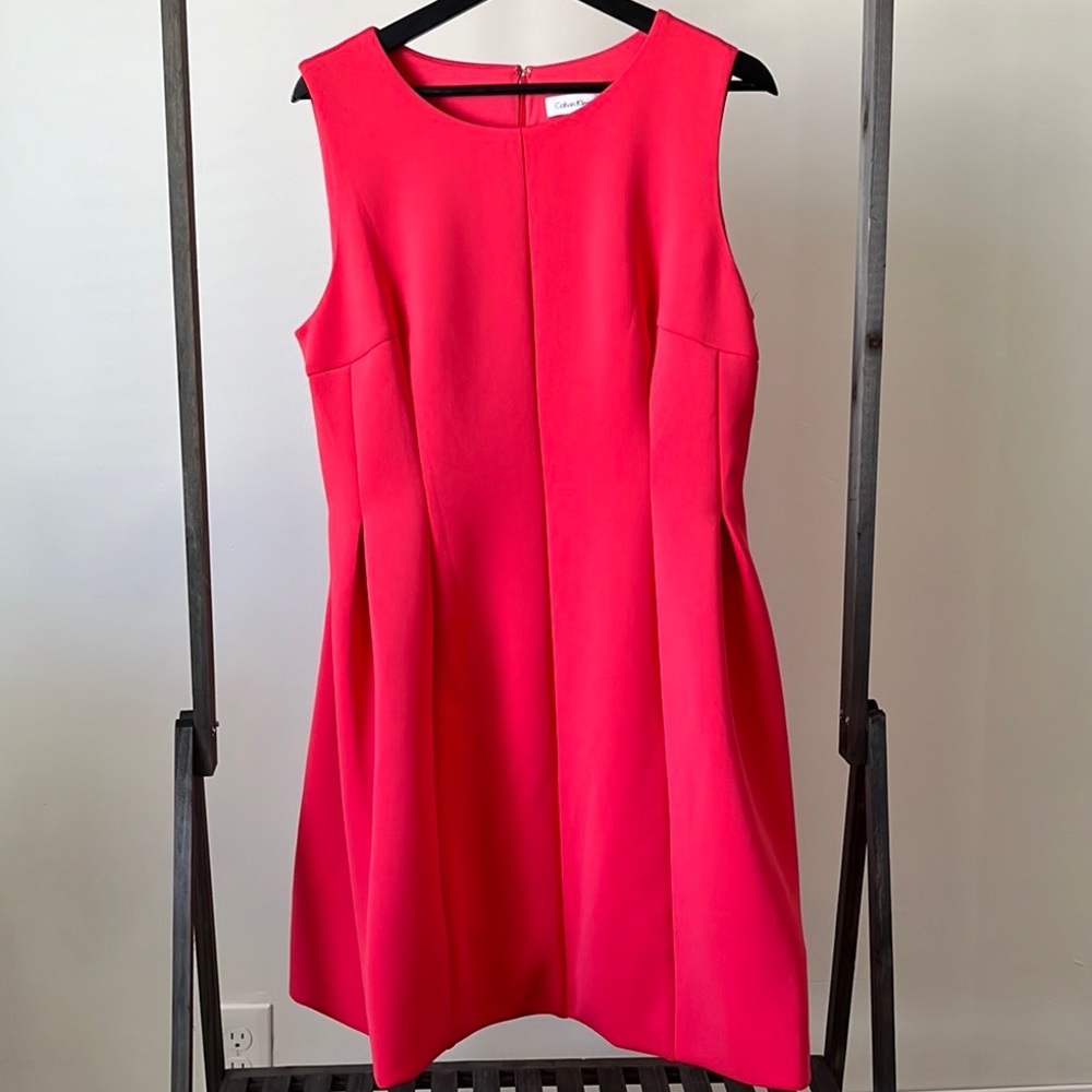 Calvin Klein Sleeveless Shift Dress in Bright Pink